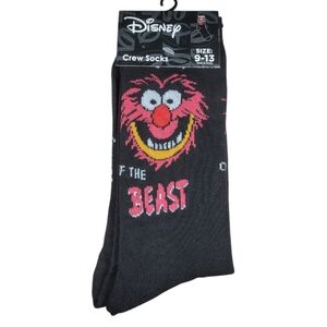 3/$20 Muppets Animal Men's Crew Socks Black